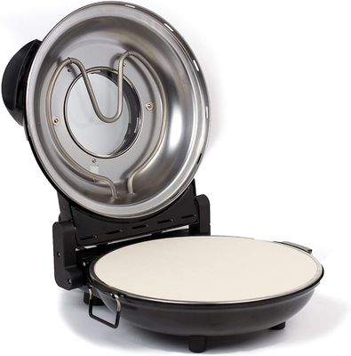 Pizza Maker Adjustable Temperature Control with Visible Window Special Stone &amp; Baking Pan Electric Crispy Crust Pizza Oven