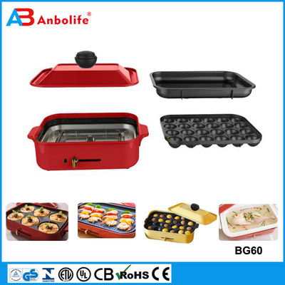 Anbo multi-functional round electric pizza pan oven ceramic coating electric bbq grill/electric griddle/grill plate with cover
