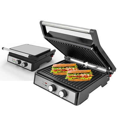2200W Electric grill Panini Maker adjustable temperature Sandwich Press Toaster Opens 180 Degrees Stainless Steel Contact Grill