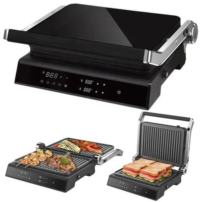 2200W Electric grill Panini Maker adjustable temperature Sandwich Press Toaster Opens 180 Degrees Stainless Steel Contact Grill