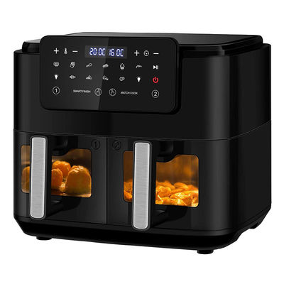 4.5L Dual Air Fryer With 2 Basket See Through Glass Window SYNC Cooking Twin Drawer