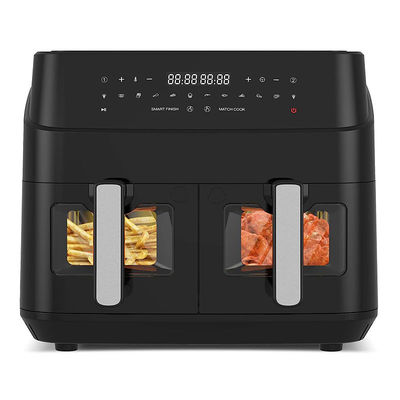 9L Dual Basket Air Fryer With Glass Window 2600W Smart Digital Dual Zone Air Fryer