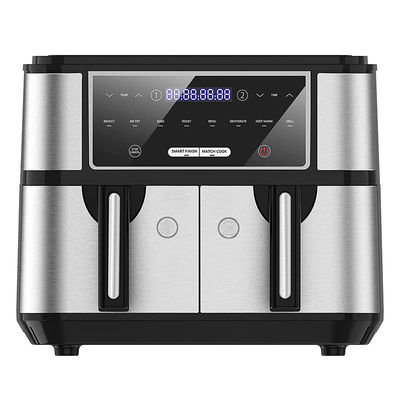 9L Dual Basket Air Fryer With Glass Window 2600W Smart Digital Dual Zone Air Fryer