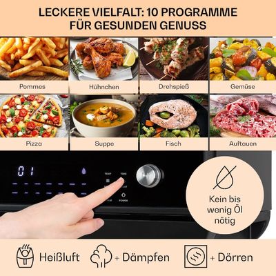 18L Dual Air Frye With Steam And Drying Function 2450W Toaster Dehydrator Oil Free