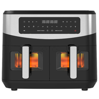 Oil Free Dual Zone Air Fryer 9L Large For Family With 2 Drawers 10 Presets 2400W Low Fat