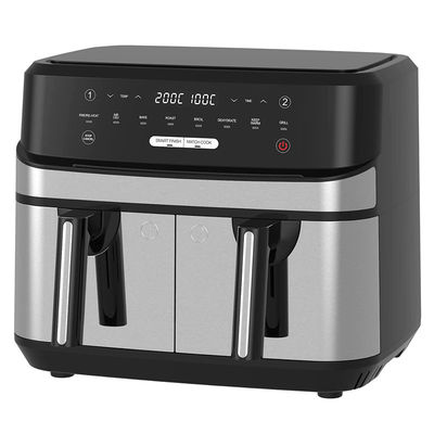 2400W 9L Dual Air Fryer With Transparent Window 12 Cooking Preset