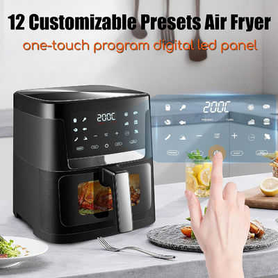 7L With Window Stainless Steel Air Fryer Oven Led Touch Screen For 12 Presets Easy Clean 1800w Home