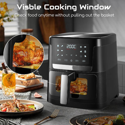 7L With Window Stainless Steel Air Fryer Oven Led Touch Screen For 12 Presets Easy Clean 1800w Home