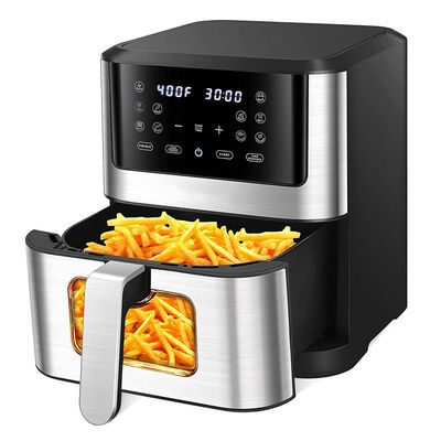 7L With Window Stainless Steel Air Fryer Oven Led Touch Screen For 12 Presets Easy Clean 1800w Home