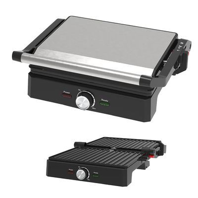 4 Slice Indoor BBQ Panini Electric Press Grill With Temperature And Time Knob Control
