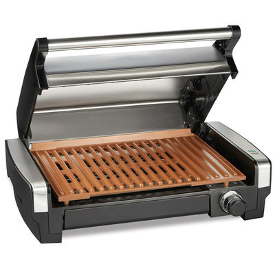 4 Slice Indoor BBQ Panini Electric Press Grill With Temperature And Time Knob Control
