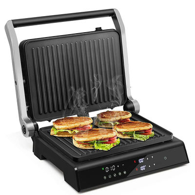 4 Slice Indoor BBQ Panini Electric Press Grill With Temperature And Time Knob Control