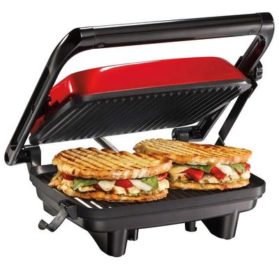 Knob Contact Electric Press Grill 2 Slice Mini Auto Panini With Ultra Nonstick Surface