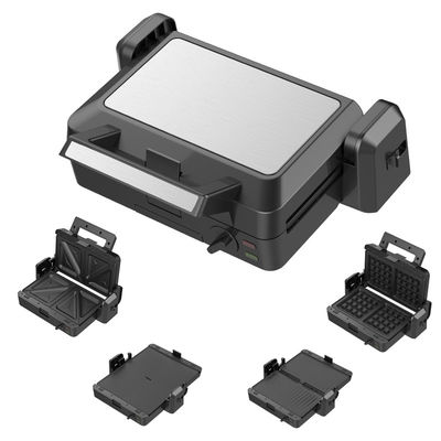 1200W Detachable Contact Grill 3 Plates 105 180 Degree Open Temperature Adjust Knob Electric PTFE Non-Stick For Household BBQ