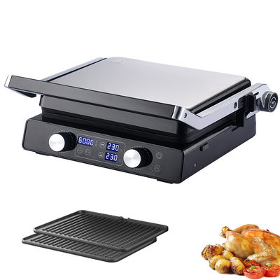 2000W Electric Digital Contact Grill Display Adjustable Temperature Control Knob Timer Open 105 180 Degrees Featuring PTFE