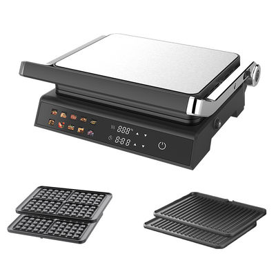 2000W Electric Digital Contact Grill Display Adjustable Temperature Control Knob Timer Open 105 180 Degrees Featuring PTFE