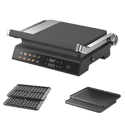 2000W Electric Digital Contact Grill Display Adjustable Temperature Control Knob Timer Open 105 180 Degrees Featuring PTFE