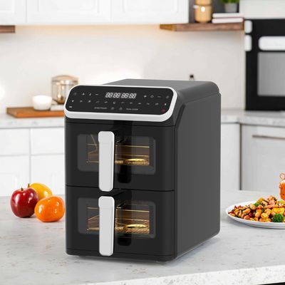 Dual Stack 12 Color Presets 6+6l Electric Digital Air Fryer Sync Dual Cook Function With Visible Window Oven Type Option