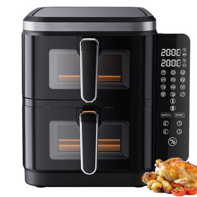 6l+6l Double Stack Air Fryer 2800w Non-Stick Coating Modern Square Digital Control Folding Led Display Menu Electric Household