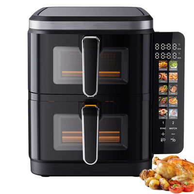 6l+6l Double Stack Air Fryer 2800w Non-Stick Coating Modern Square Digital Control Folding Led Display Menu Electric Household
