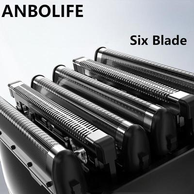ANBOLIFE 6 Blade Electric Razor with Magnetic Suction and Lithium Battery 900mAh - IPX7 Waterproof Foil Shaver for Men