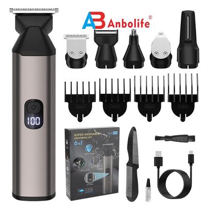 6 in 1 Multifunctional Electric Hair Clipper with IPX7 Waterproof and 1.5h Charging Time for Men's Grooming