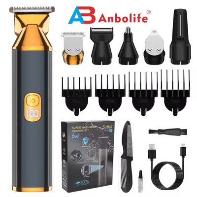 6 in 1 Multifunctional Electric Hair Clipper with IPX7 Waterproof and 1.5h Charging Time for Men's Grooming