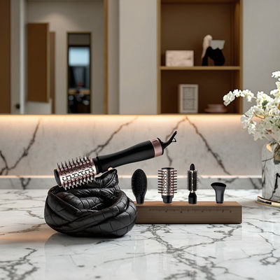 1200W Power Hair Dryer Brush with 3 Temperature Levels and 220~240V Voltage for Easy Hair Styling