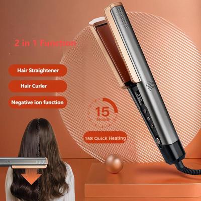 2 in 1 Wet to Dry Hair Straightener and Curler with 13 Temperature Settings and Rapid Heat-Up