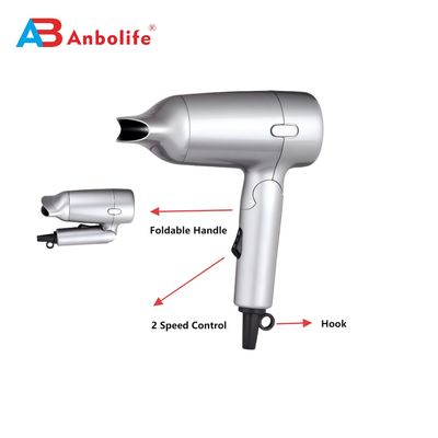 ANBOLIFE Professional 1200W Foldable Hair Dryer with 2 Speed Settings and High Speed DC Motor for Fast Drying