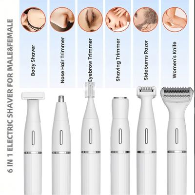 Six-In-One Multifunctional Electric Shaver Set with USB Charging Fully Waterproof for Eyebrow Trimming and Household Use