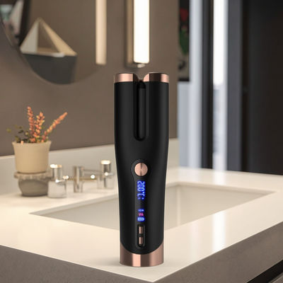 Cordless Ceramic Auto Hair Curler with 4 Temperature Settings and Fast Heating for All Hair Types