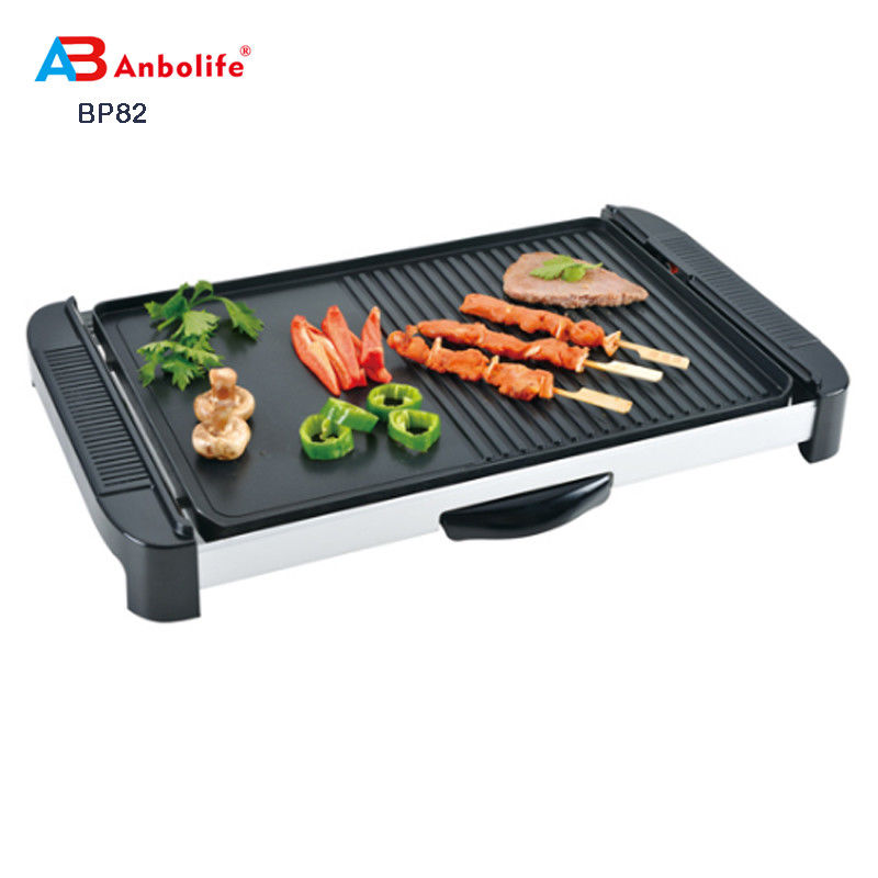 Anbo multi-functional round electric pizza pan oven ceramic coating electric bbq grill/electric griddle/grill plate with cover