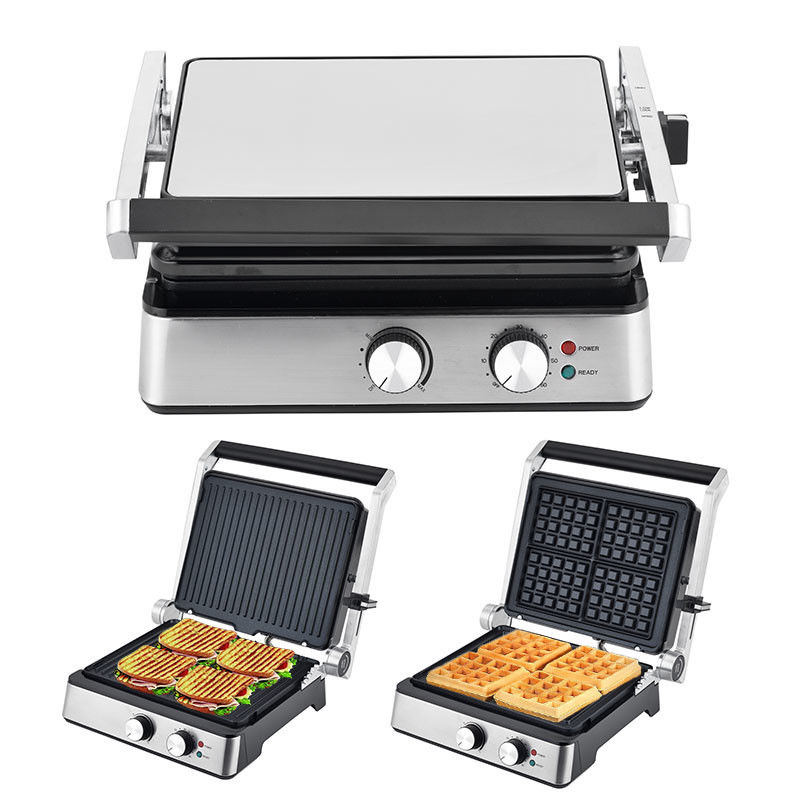 4 slice Electric grill with detachable plates waffle maker Sandwich Panini Press Contact grill 2200W interchangeable plates