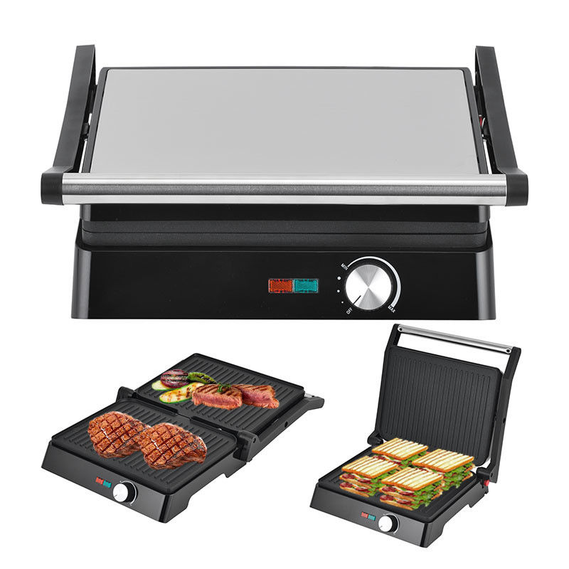 2200W Electric grill Panini Maker adjustable temperature Sandwich Press Toaster Opens 180 Degrees Stainless Steel Contact Grill