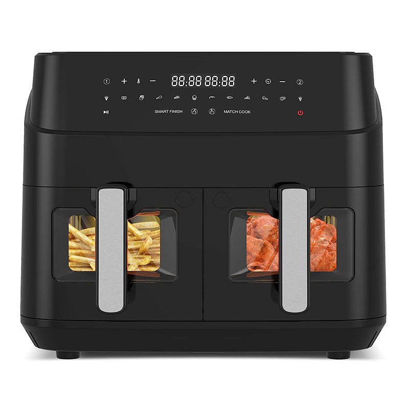 9L Dual Basket Air Fryer With Glass Window 2600W Smart Digital Dual Zone Air Fryer