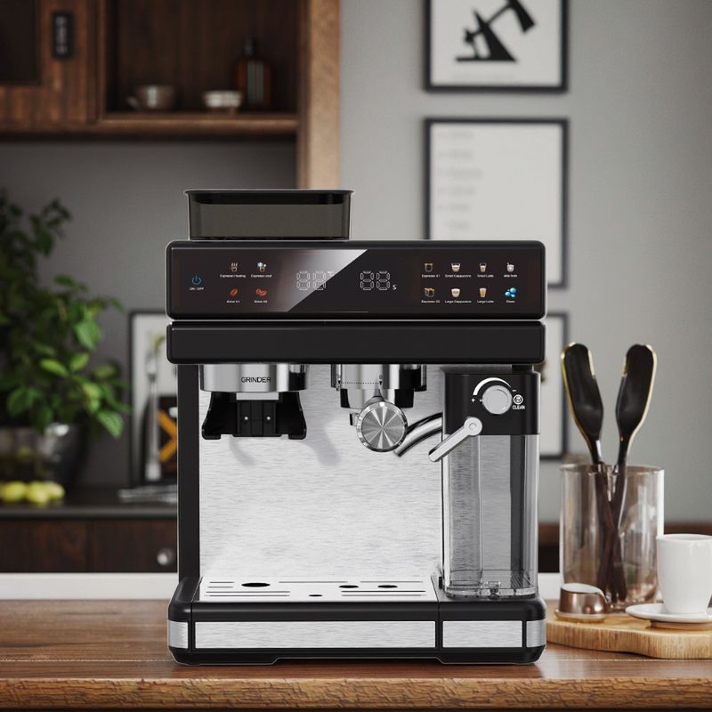 Professional Electric Espresso Coffee Machine Powerful 15/20bar Pressure Pump Cappuccino Latte Grinder Made Durable Plastic