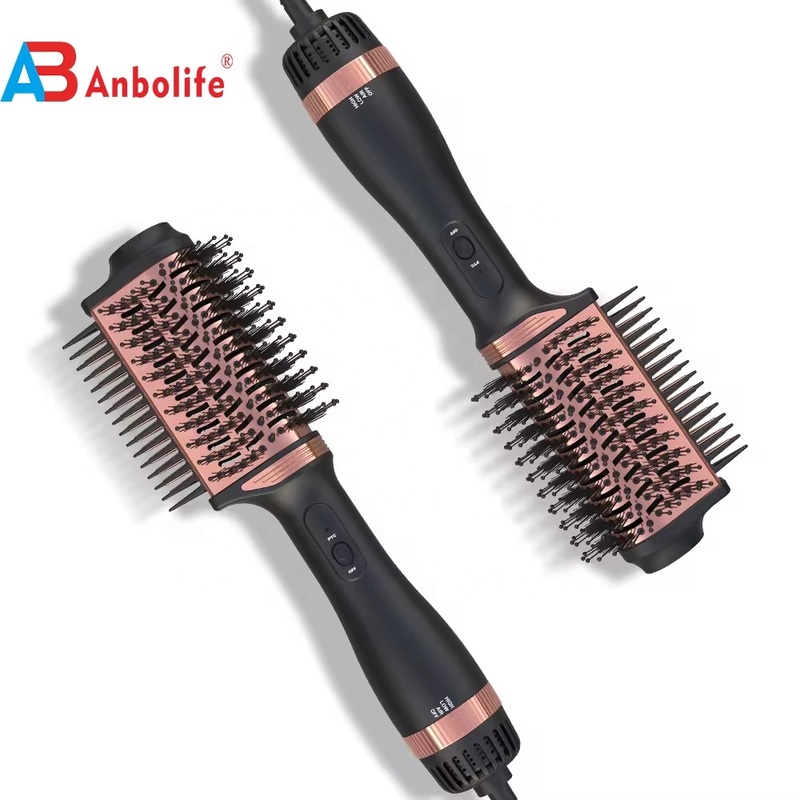 2-in-1 Titanium Hair Brush Styler with 1200W Power 3 Temperature Levels and 2 Speed Settings for Easy Hair Styling